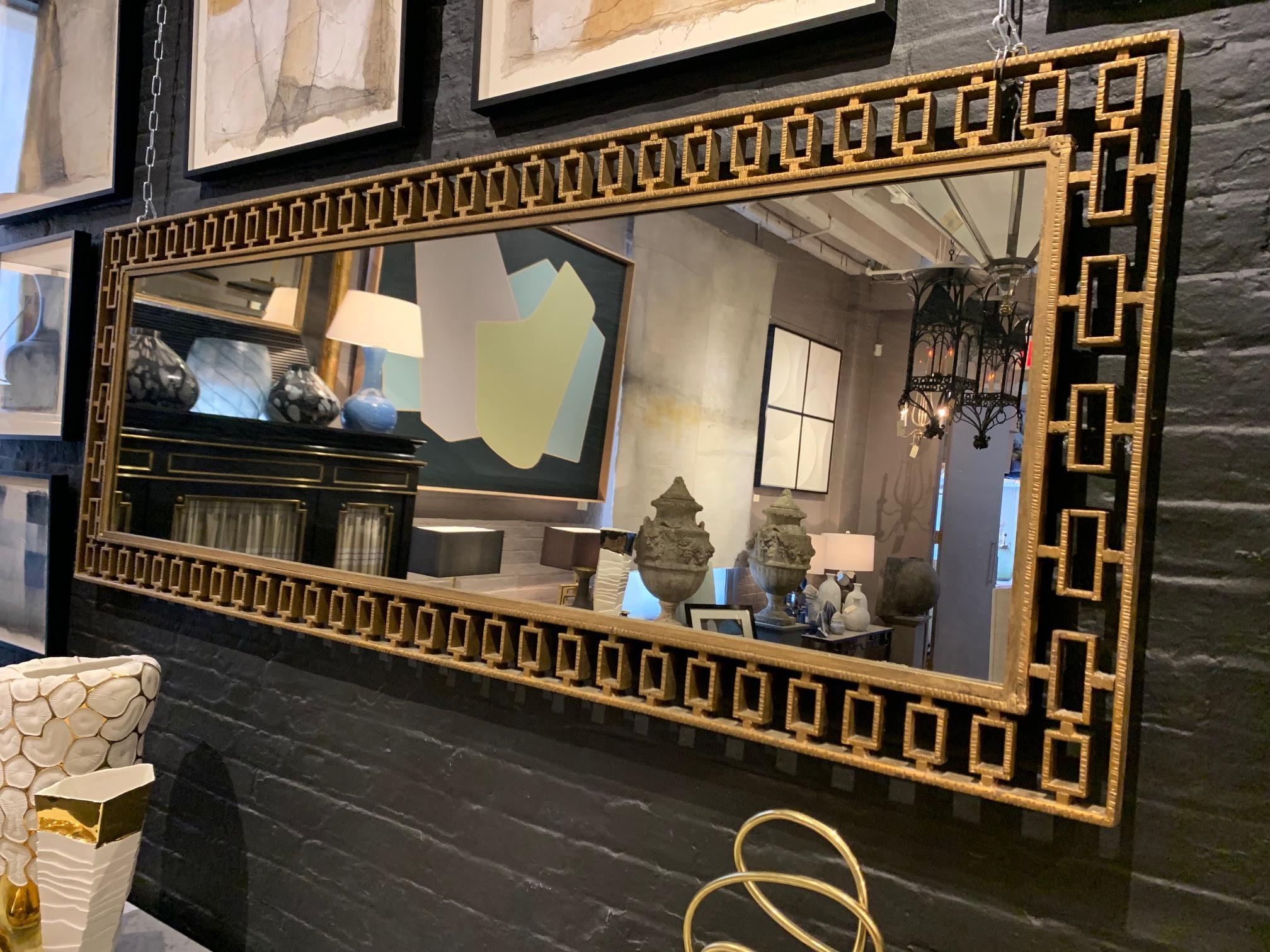 Spanish Large Gold Gilt Iron Framed Mirror For Sale