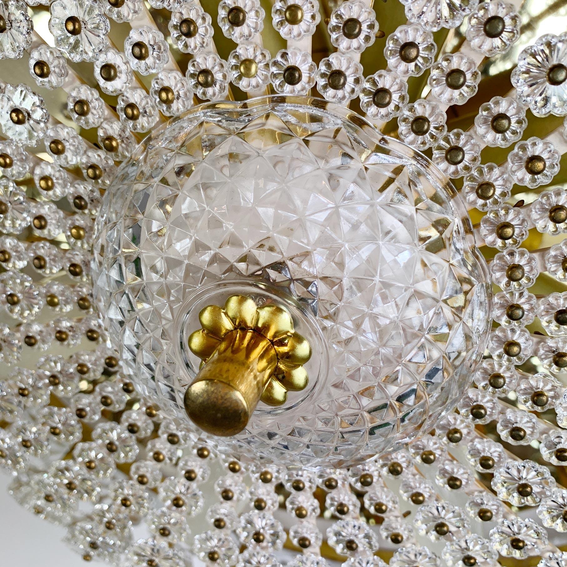 Metal Large Gold Glass Flushmount Light by Emil Stejnar for H. Richter 1950’s For Sale