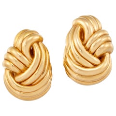 Pendientes grandes de nudo de oro, oro amarillo de 18 quilates
