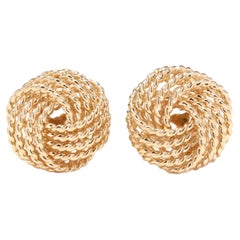Large Gold Knot Stud Earrings, 14kt Yellow Gold