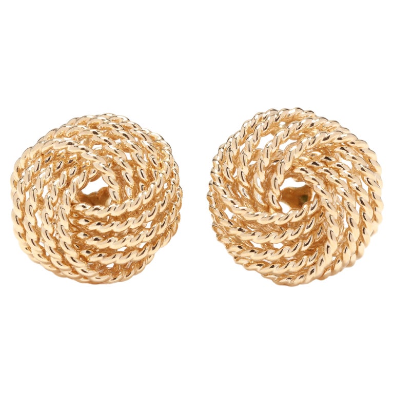 Large Gold Knot Stud Earrings, 14kt Yellow Gold at 1stDibs