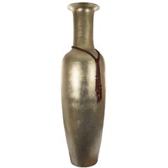 Large Gold Leaf Baluster-Shaped Floor Vase