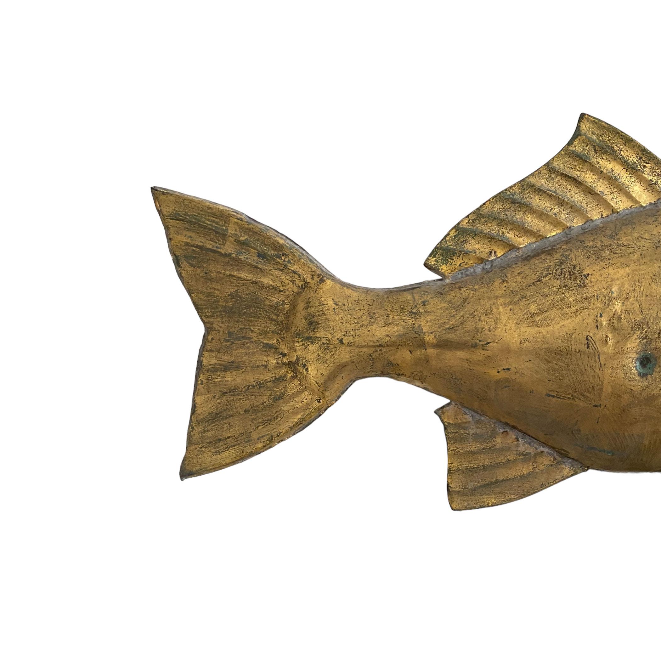 Folk Art Large Gold Leaf Fish Weathervane