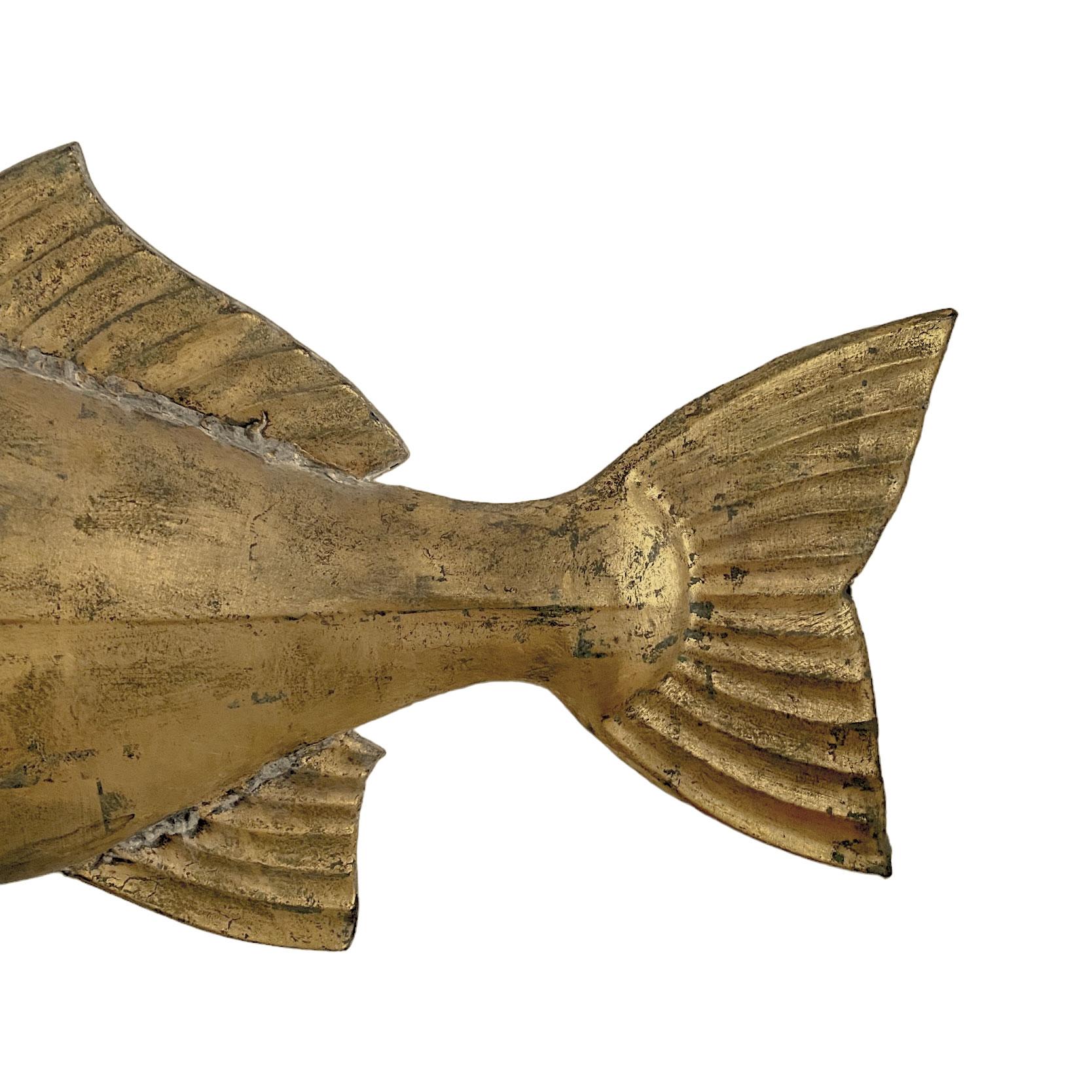 Hammered Large Gold Leaf Fish Weathervane