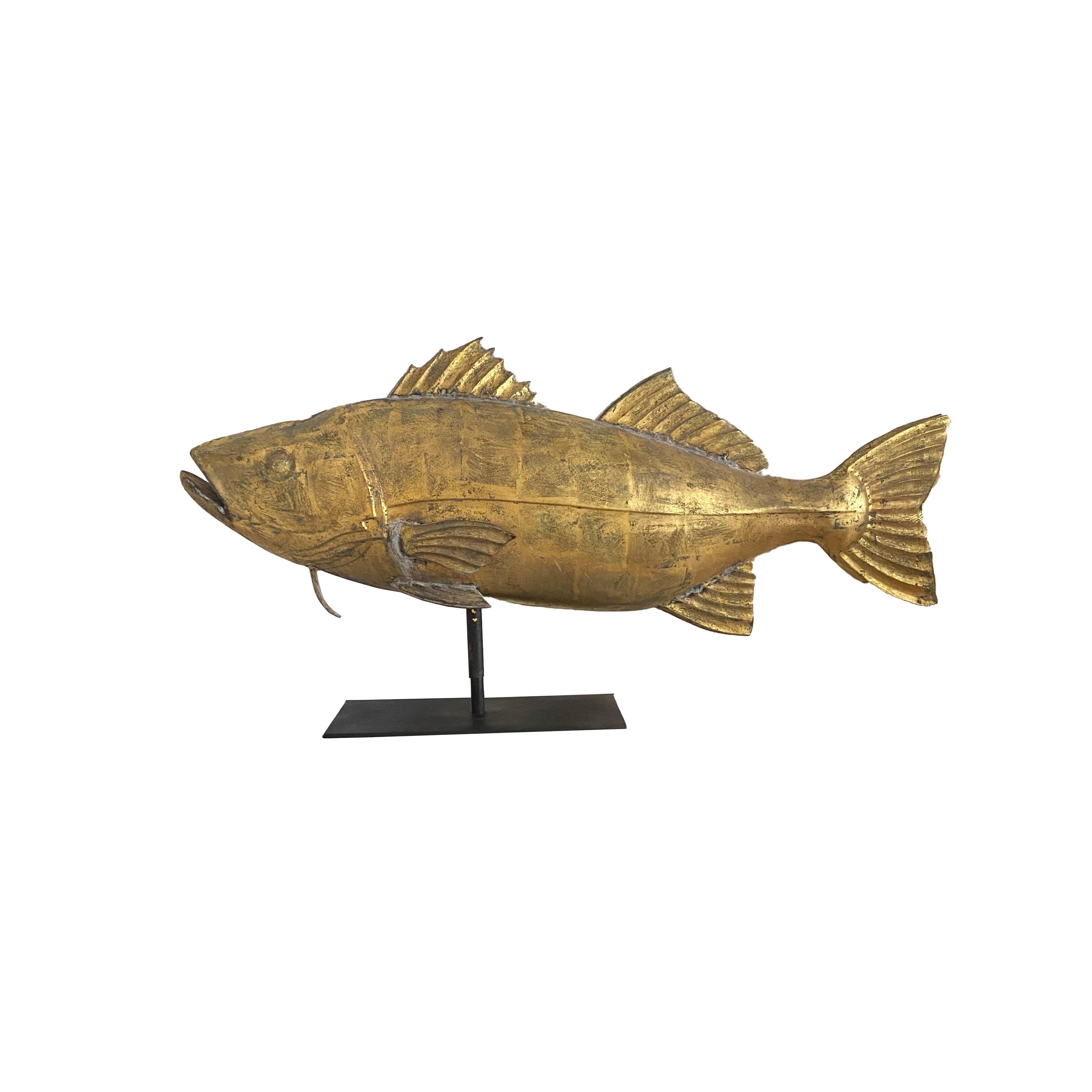 20th Century Large Gold Leaf Fish Weathervane