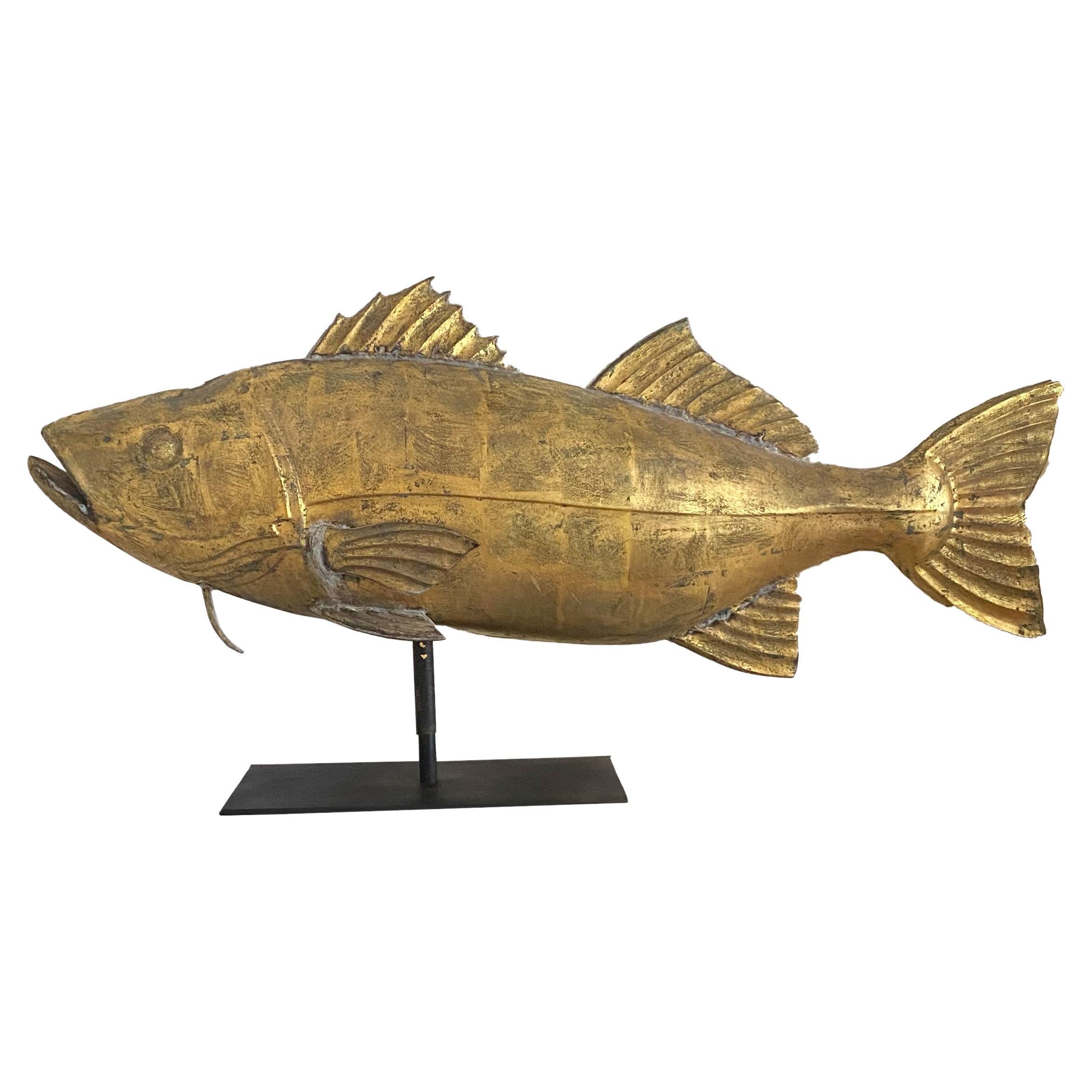 Large Gold Leaf Fish Weathervane