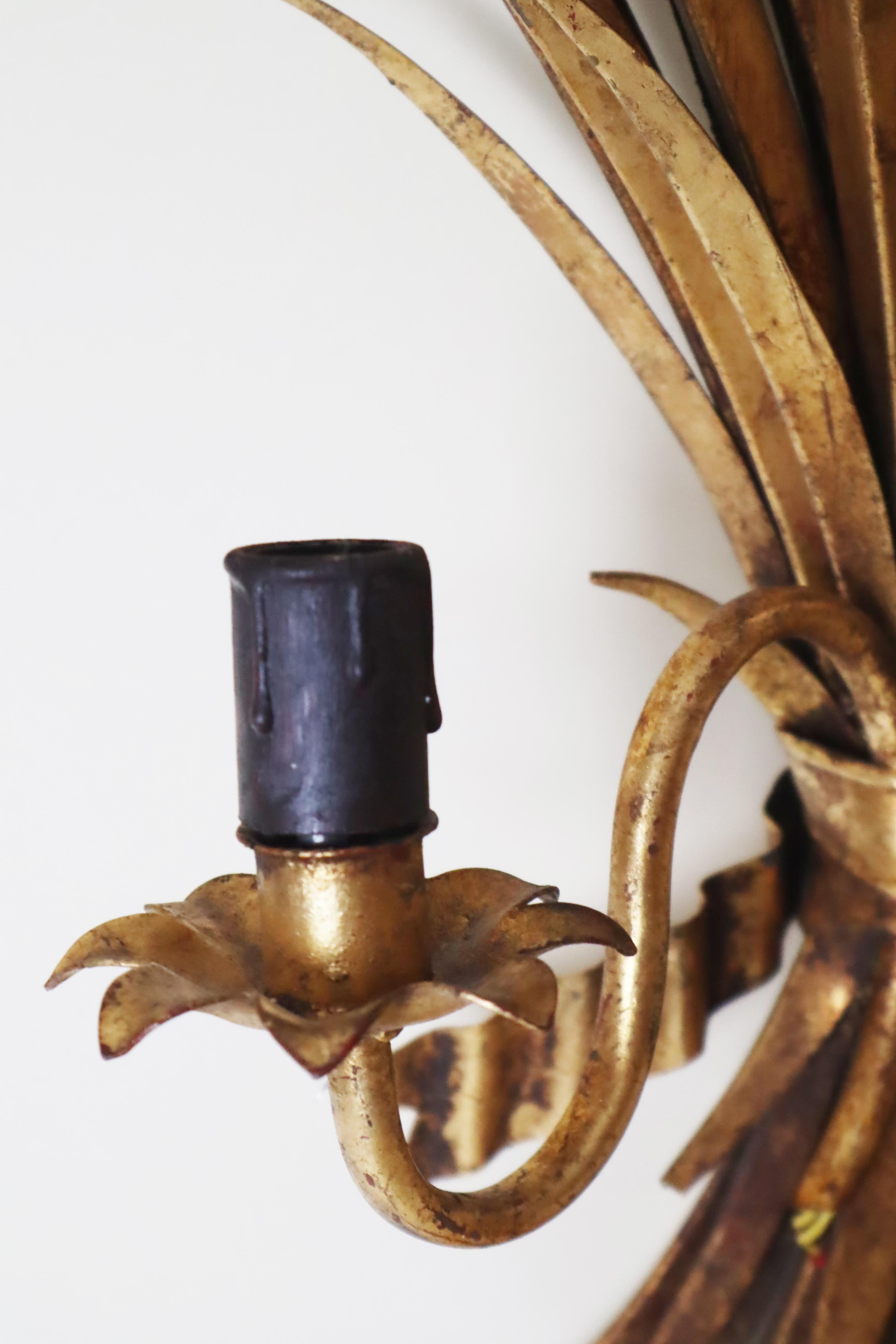 Grande applique Hollywood Regency Mal à feuilles d'or de Hans Kögl en vente 3