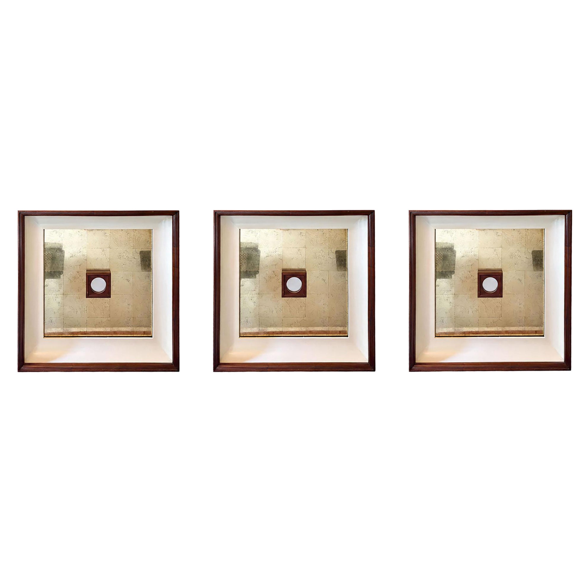 Large Gold Leaf Mirror with Mahogany Frame For Sale