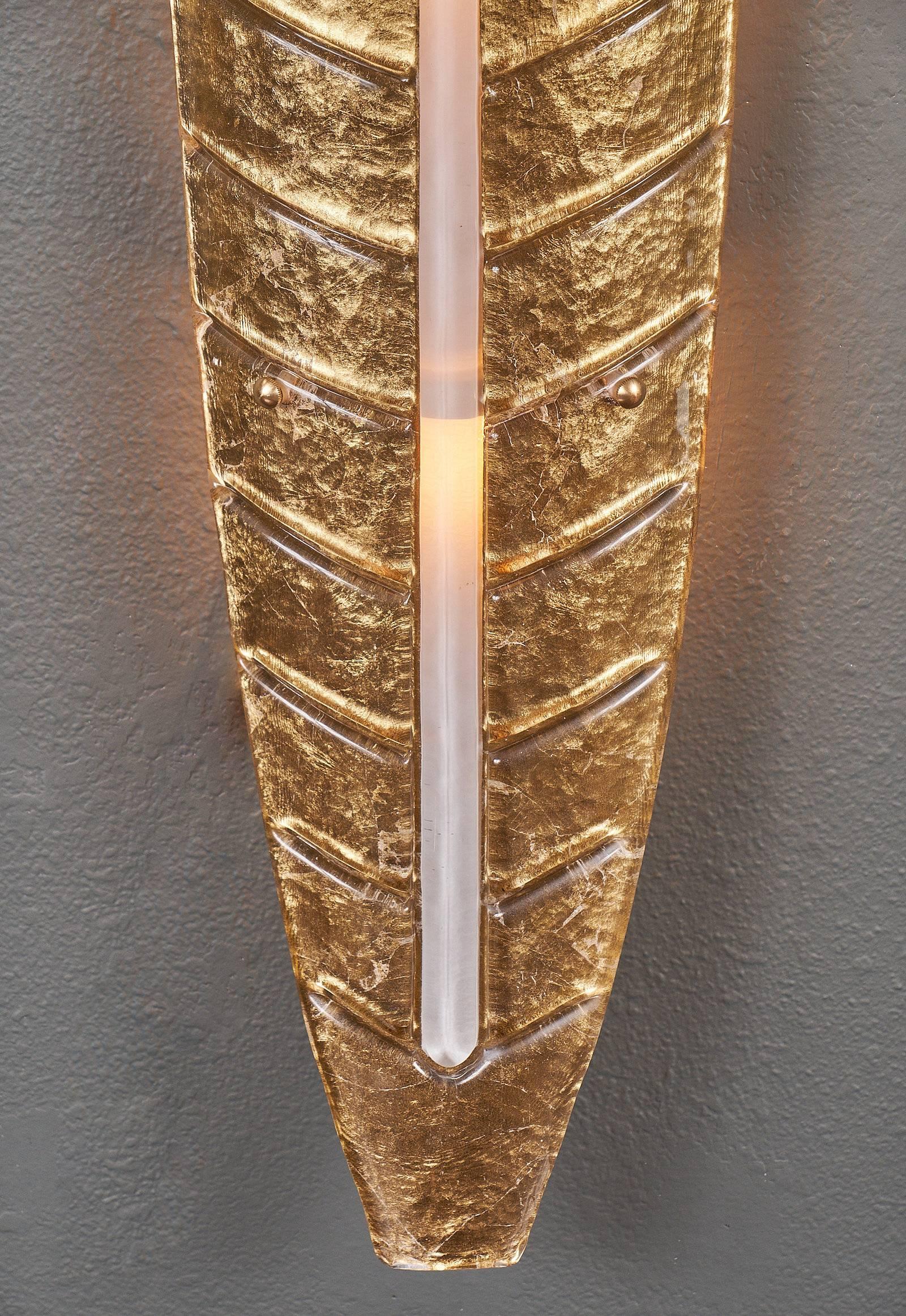 Large Gold Leaf Murano Glass Sconces 1