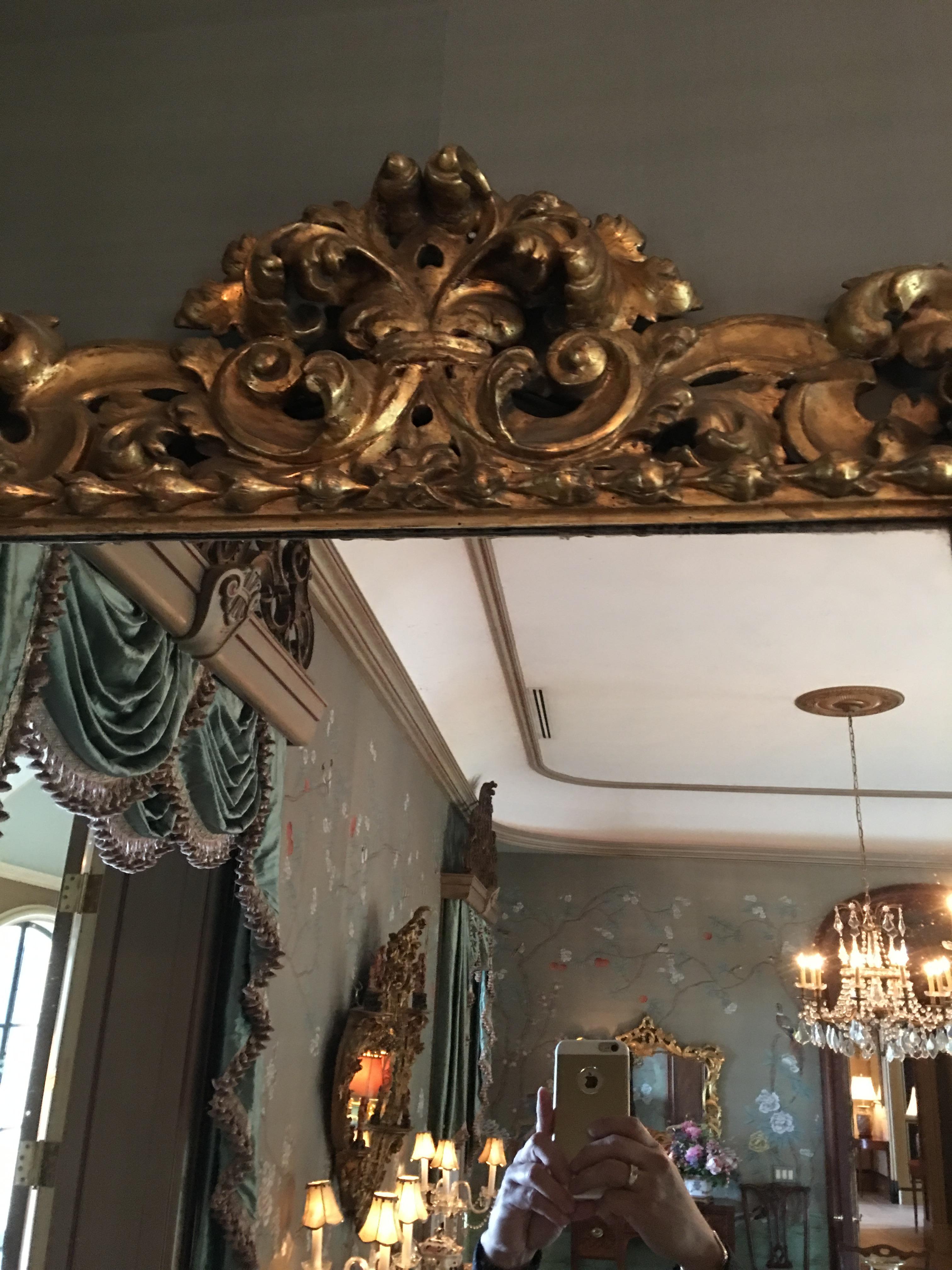Large Giltwood Mirror Adorned with Scrolls, 20th Century In Good Condition In Savannah, GA