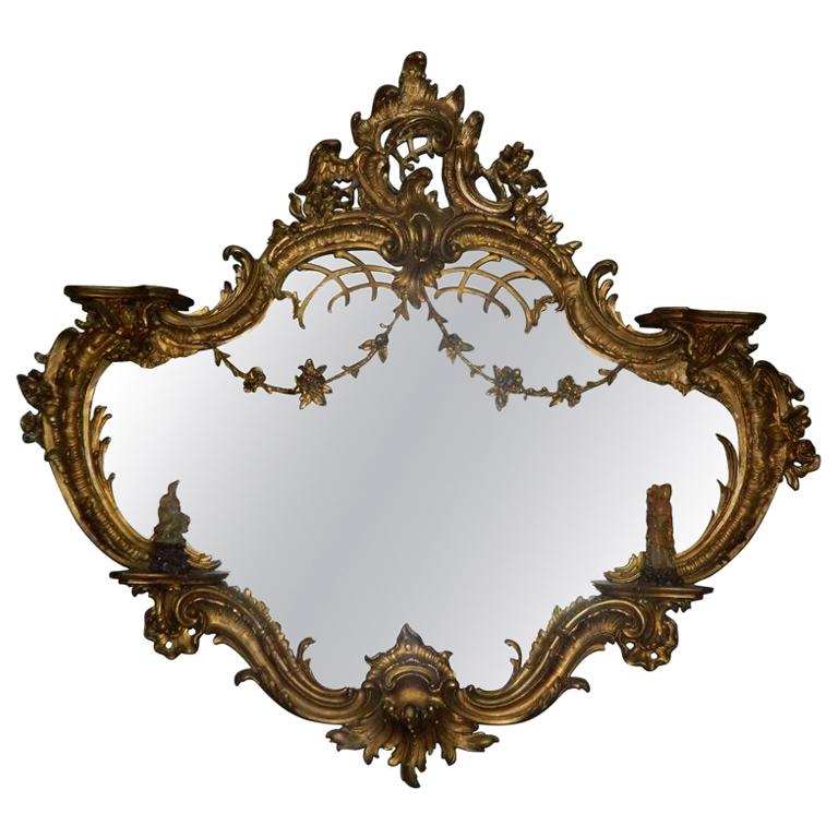 Grand miroir en bois doré de style chinois:: début du 20e siècle