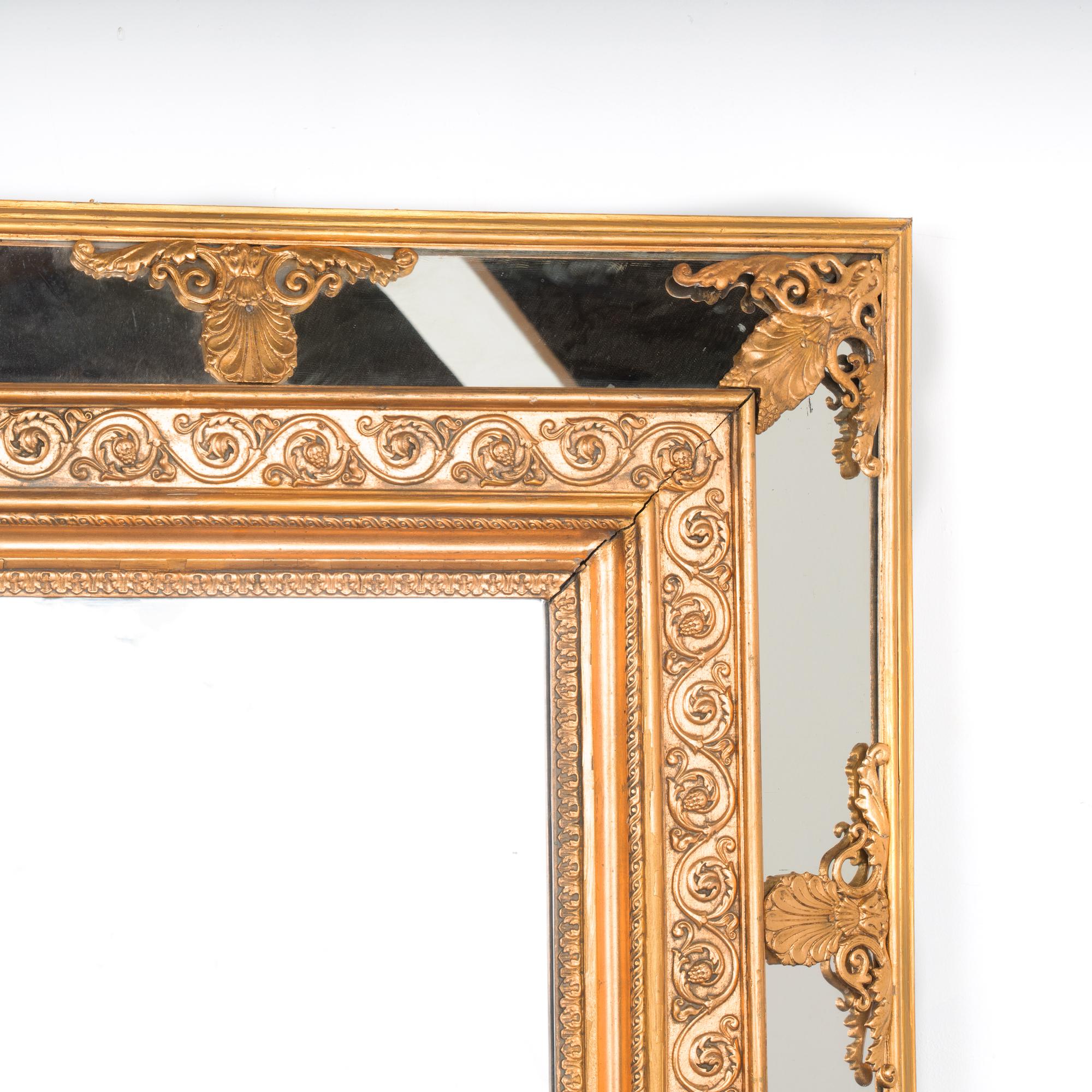 Large Gold Mirror, Sweden circa 1880 In Good Condition In Round Top, TX