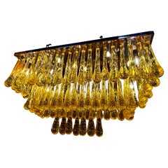 Large Gold  Murano Glass Drops Ceiling Light