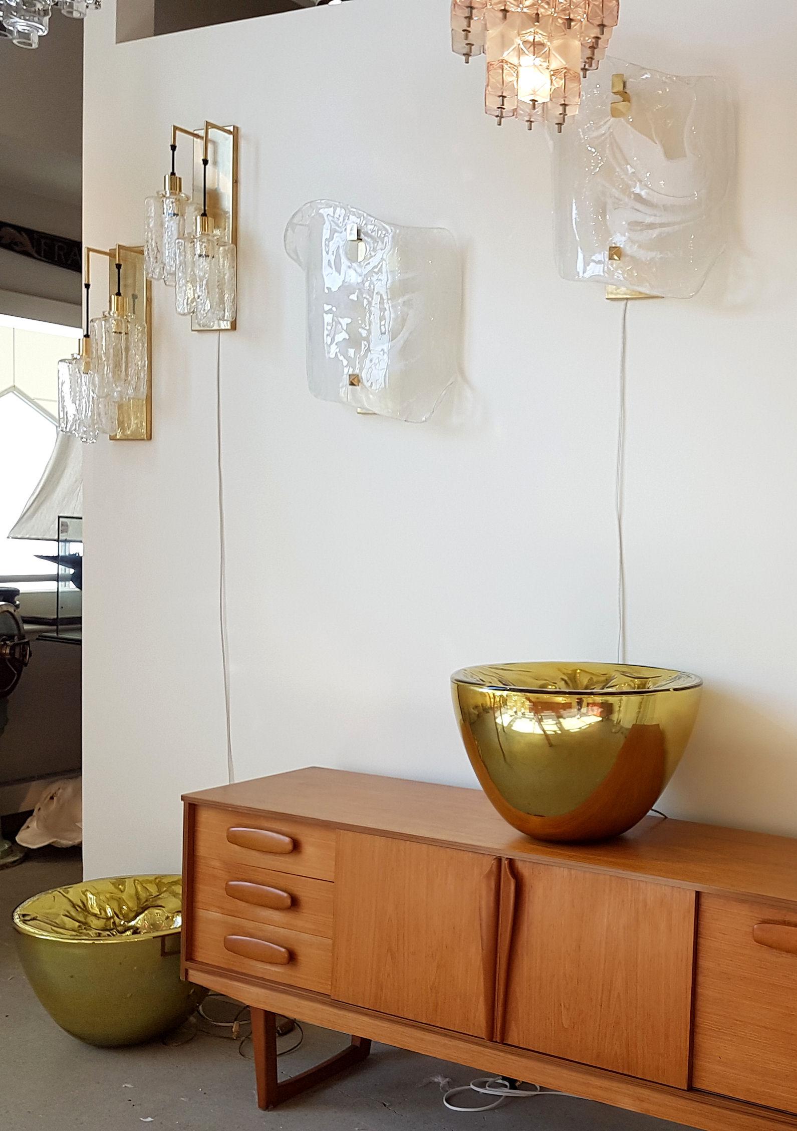 Late 20th Century Large Gold Murano translucent Glass Floor/Table Lamps Mid-Century Modern Mazzega