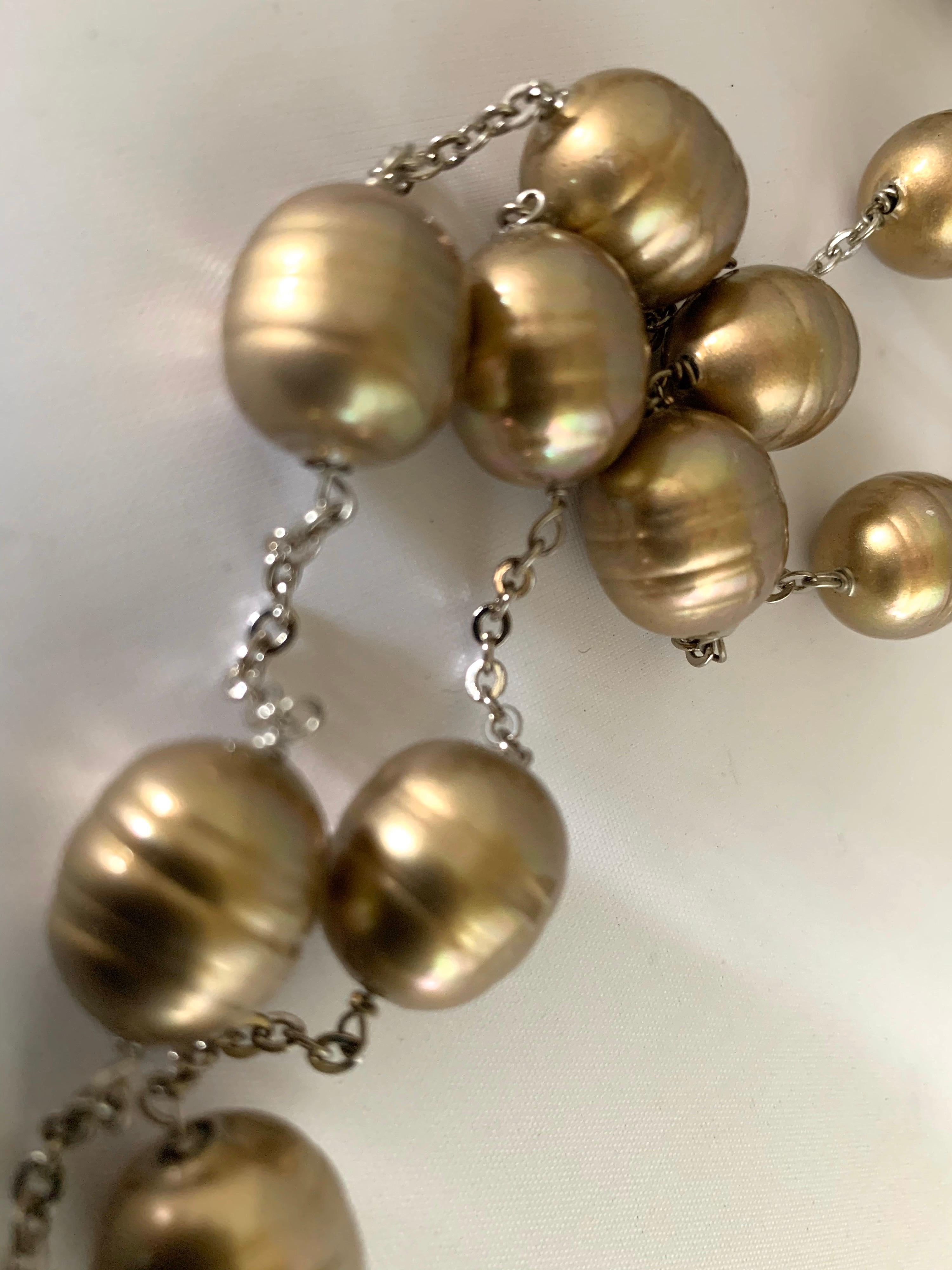 Women's Large Gold Pearl 