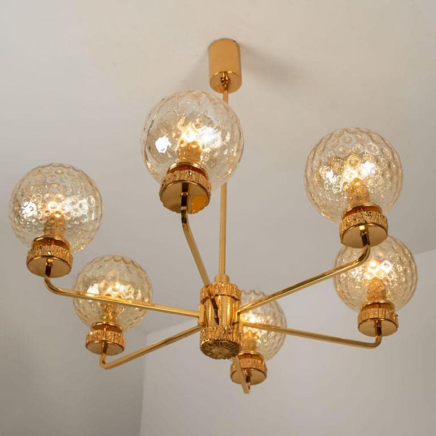 Grand lustre en verre soufflé plaqué or dans le style de Brotto, Italie en vente 5