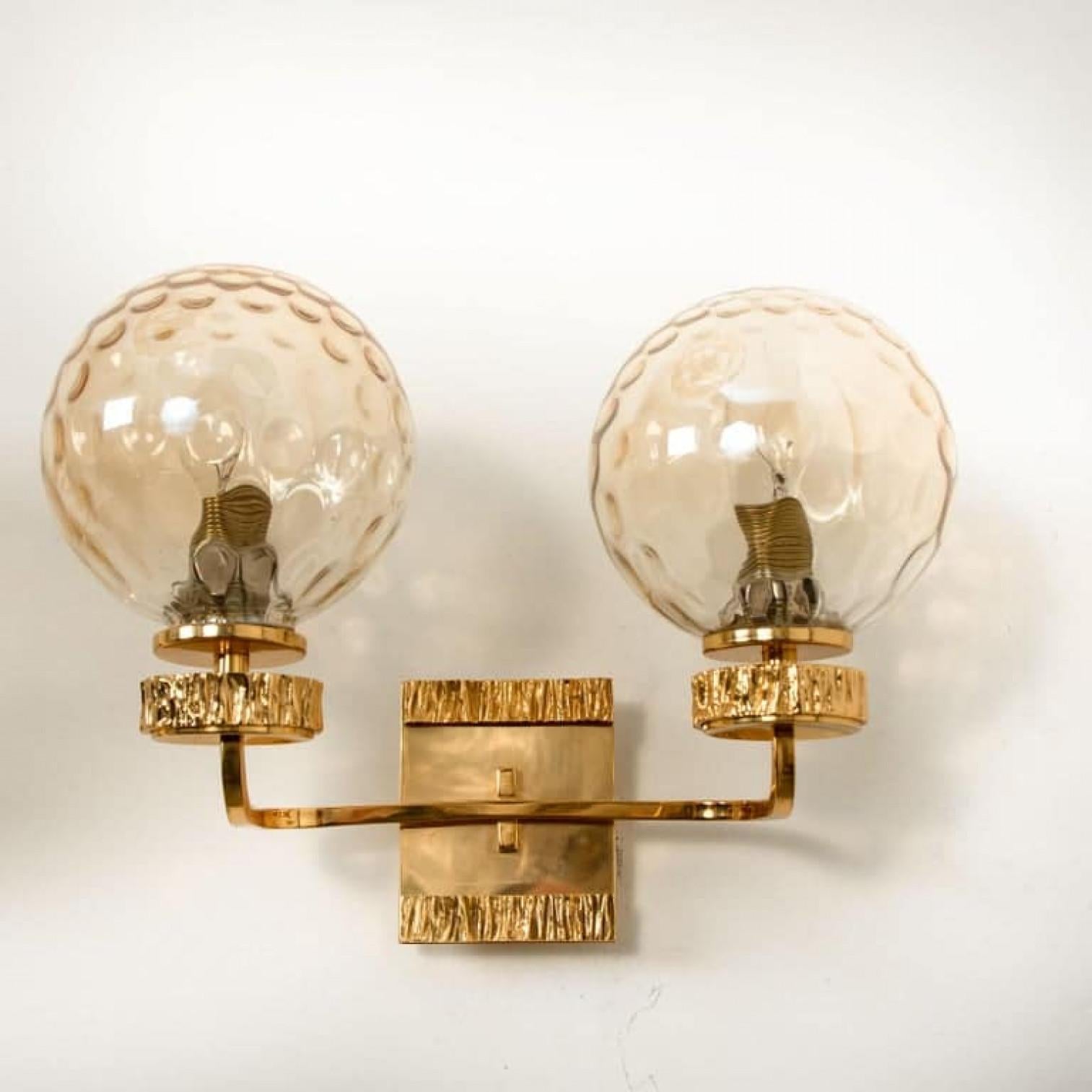 Grand lustre en verre soufflé plaqué or dans le style de Brotto, Italie en vente 7