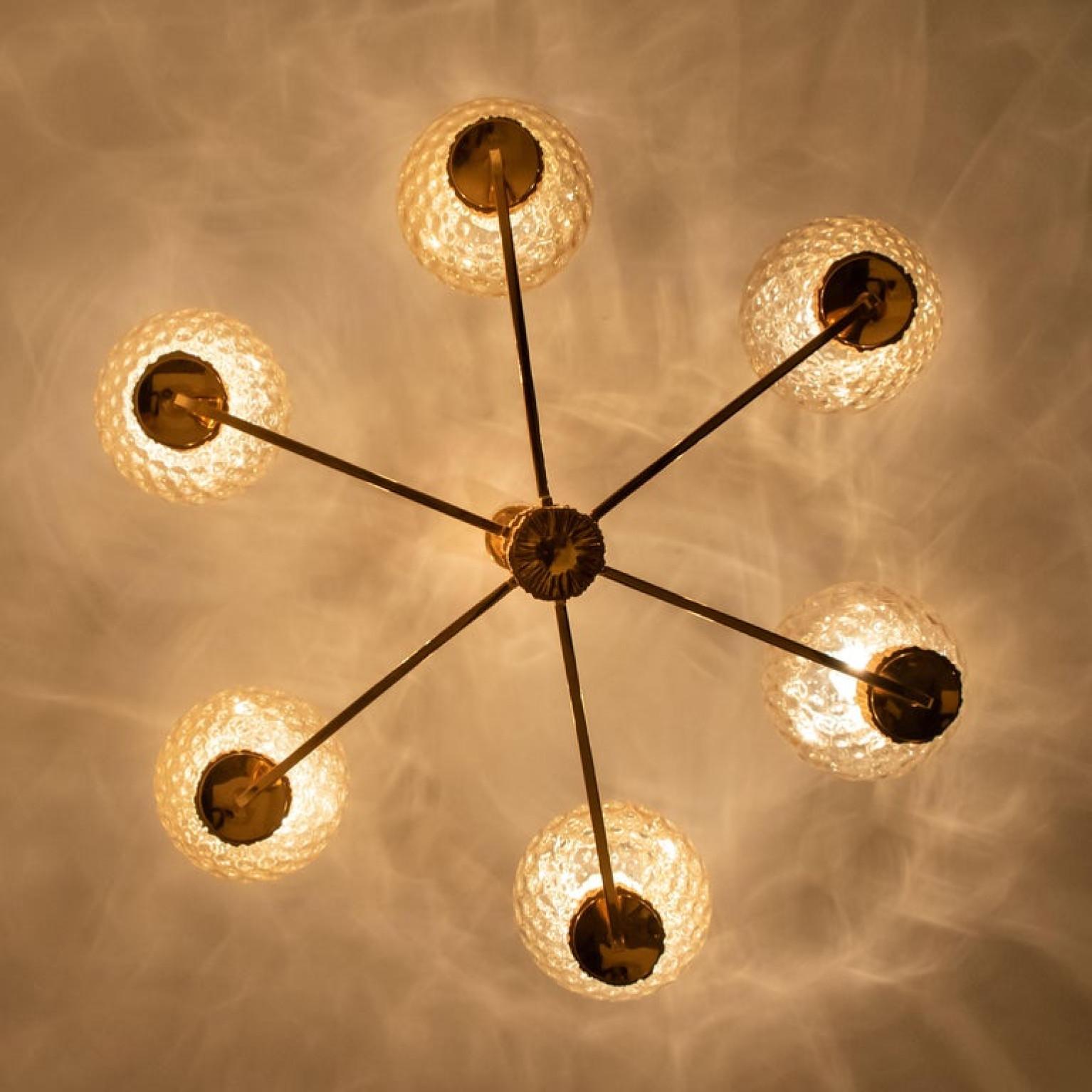Late 18th Century Large Gold-Plated Blown Glass Chandelier in the Style of Brotto, Italy For Sale