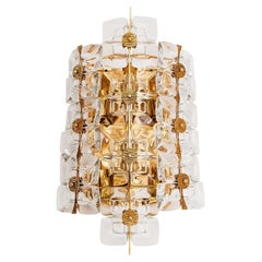 Vintage Mid-Century Modern Gold-Plated Brass and Glass Wall Light Sconce by Palwa, 1970