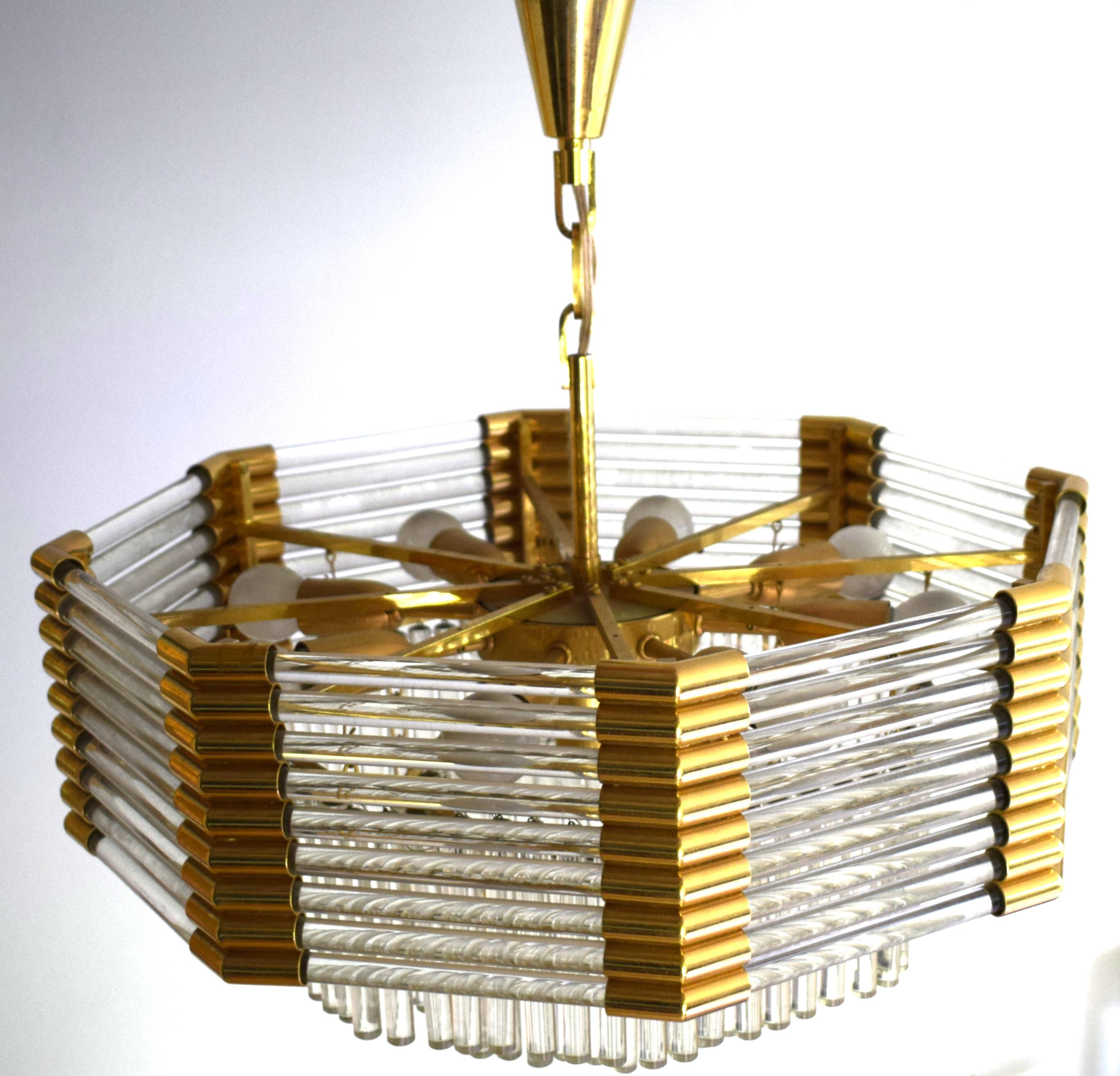 Grande lampadario in cristallo placcato oro di Bakalowits & Söhne Vienna in vendita 1