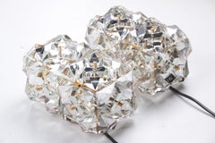 Large Gold-Plated & Crystal Glass Flush Wall Mount Light from Kinkeldey, 1970s