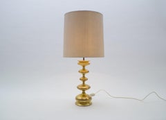 Large Gold-Plated Italian Table Lamp in Hollywood Regency Style, Italy, 1960s