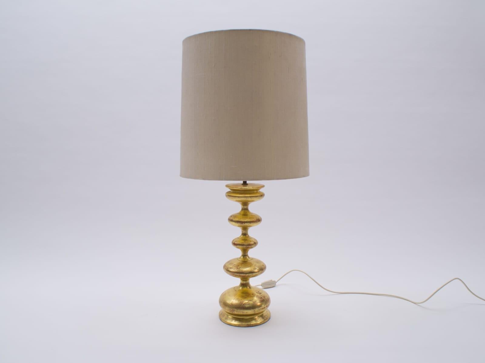Gilt Large Gold-Plated Italian Table Lamp in Hollywood Regency Style, Italy, 1960s