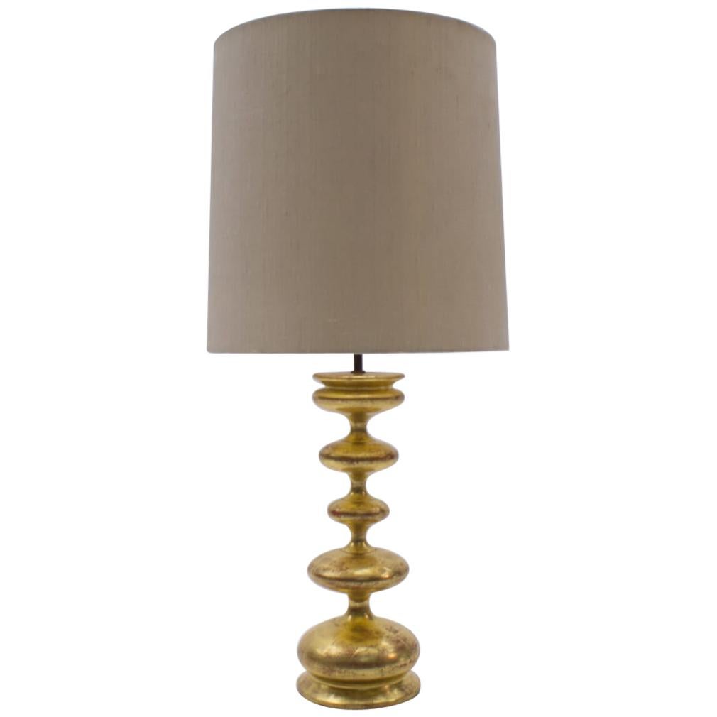 Large Gold-Plated Italian Table Lamp in Hollywood Regency Style, Italy, 1960s