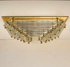 Large Gold-Plated Piramide Venini Flush Mounts, 1970s, Italy