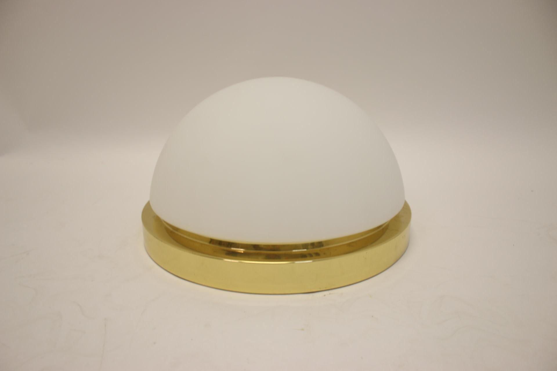 German Large Gold Round Ceiling Light Glashutte Limburg For Sale