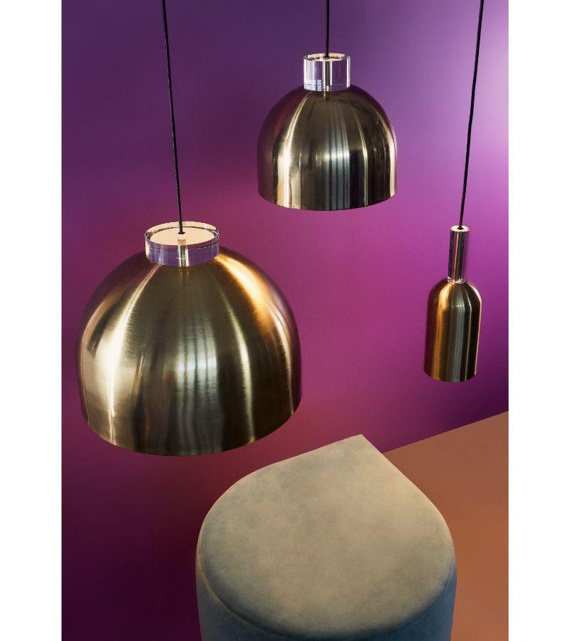 Lampada a sospensione rotonda grande in oro in vendita 4