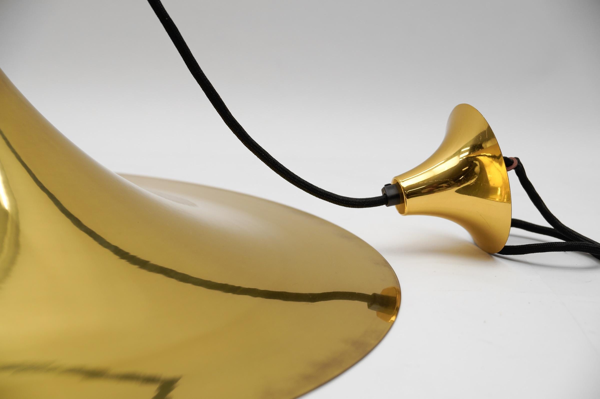 Large Gold Semi Pendant Lamp by Claus Bonderup & Torsten Thorup for Fog & Mørup For Sale 5
