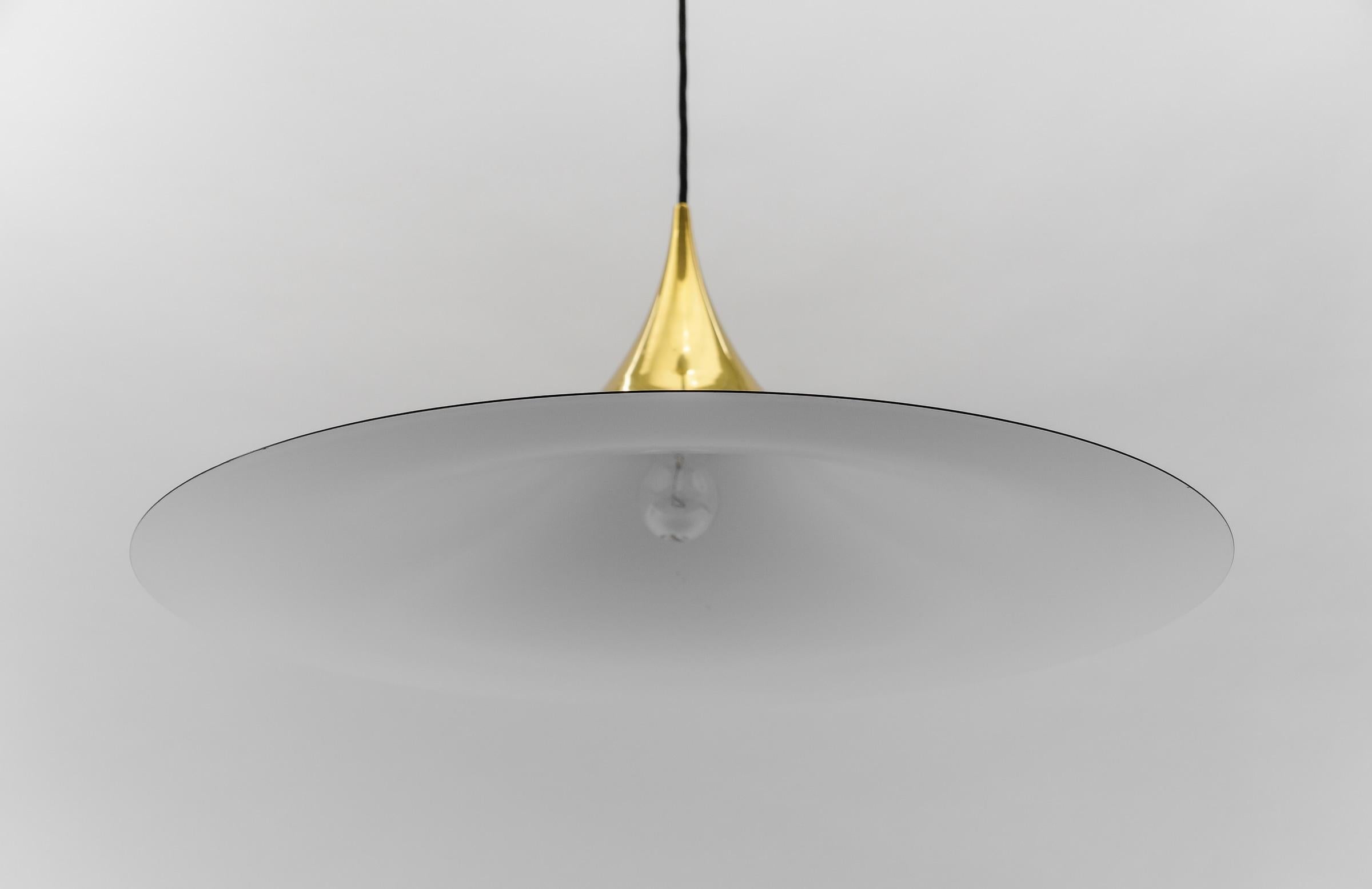 Large Gold Semi Pendant Lamp by Claus Bonderup & Torsten Thorup for Fog & Mørup For Sale 1