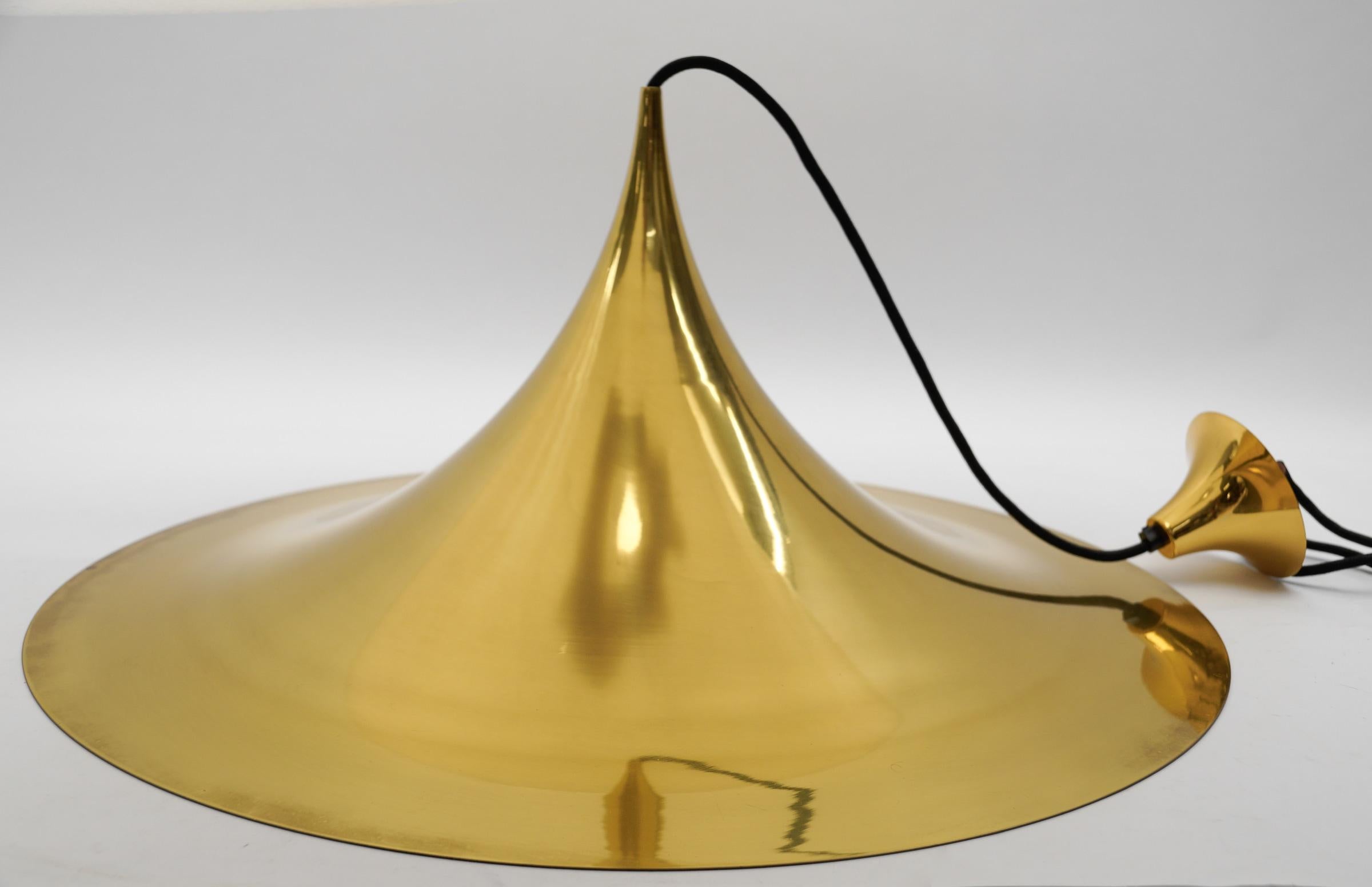 Large Gold Semi Pendant Lamp by Claus Bonderup & Torsten Thorup for Fog & Mørup For Sale 3