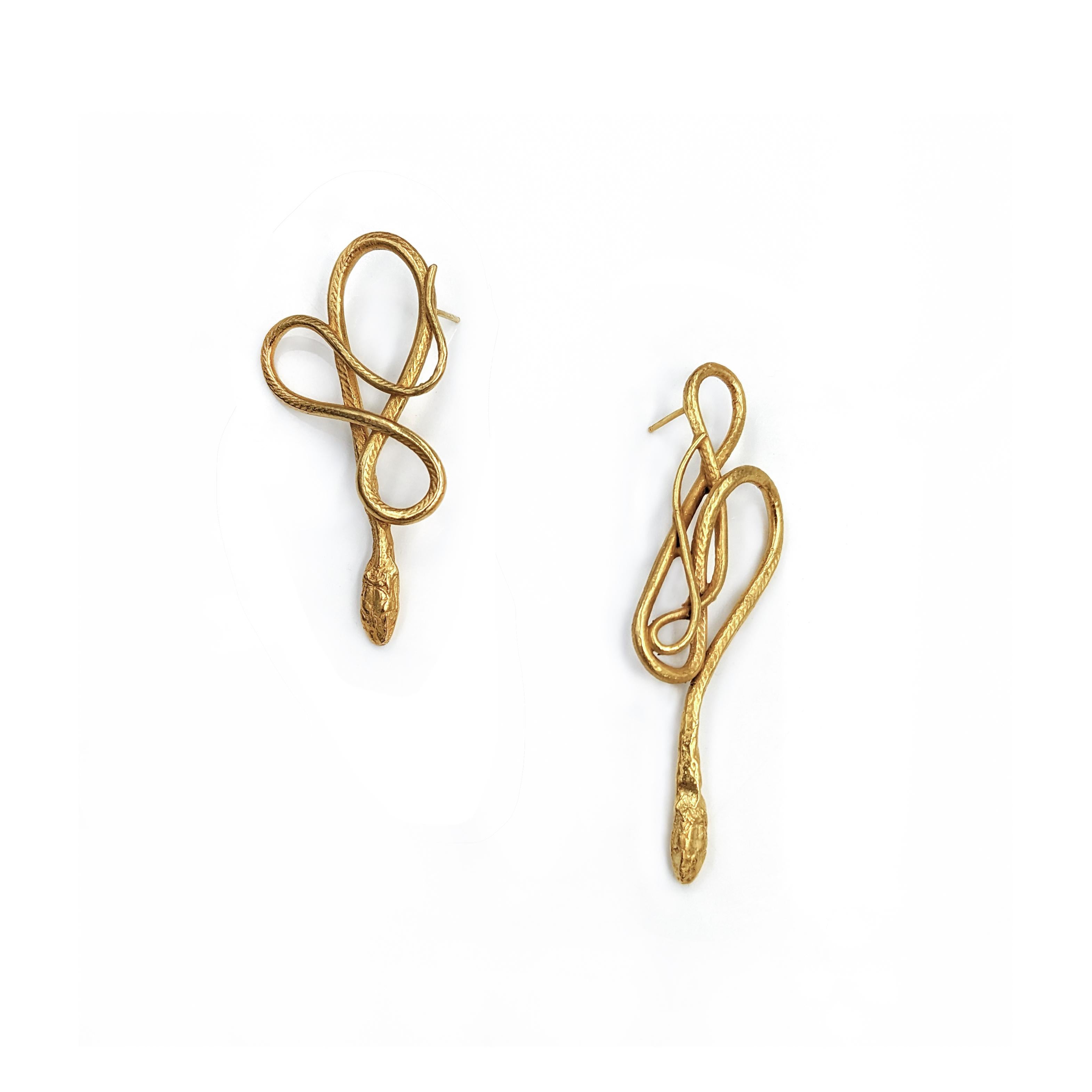 Women's or Men's Large Gold Serpentine Earrings For Sale