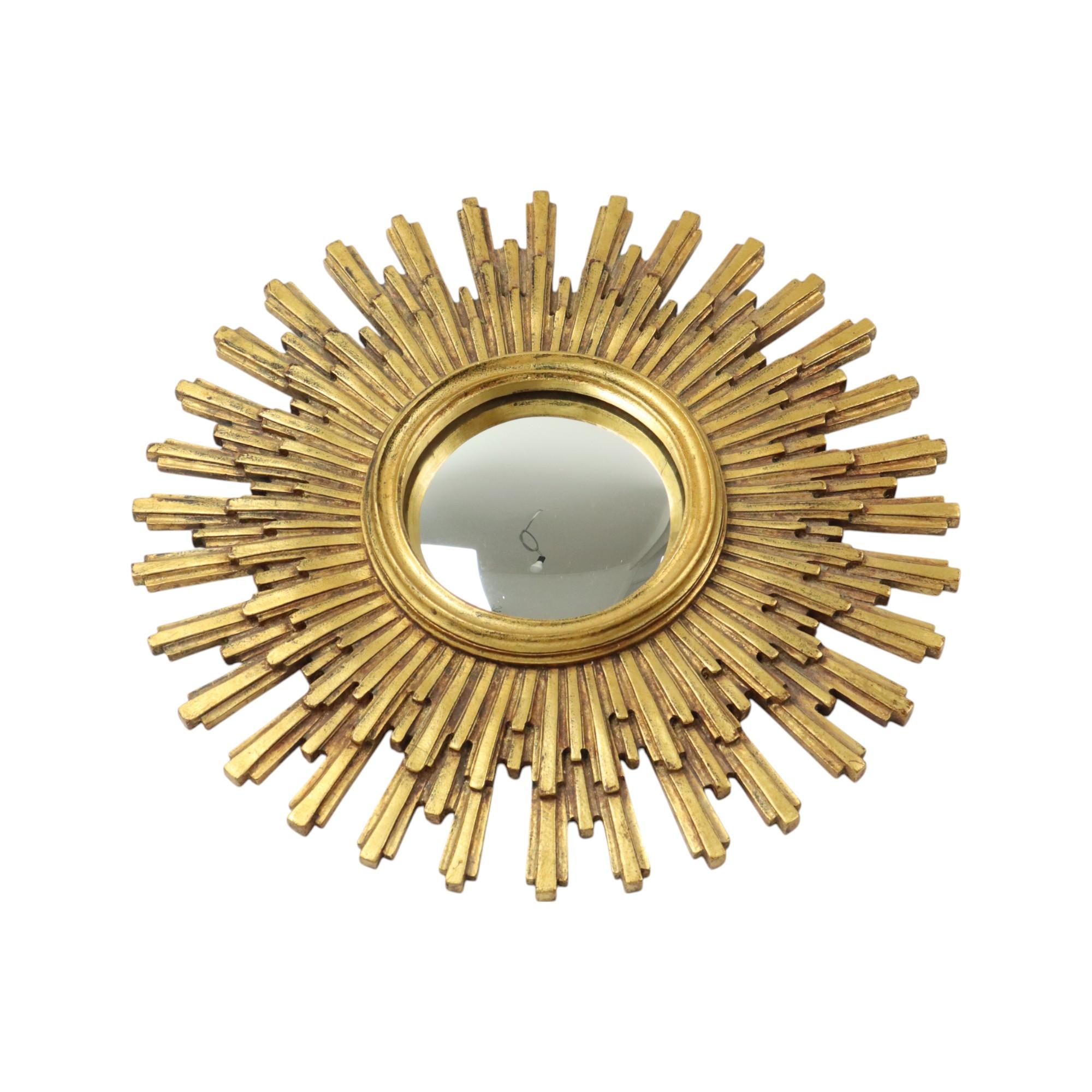 Glass Large Gold Sun Mirror Sunburst Resine Convex 56cm