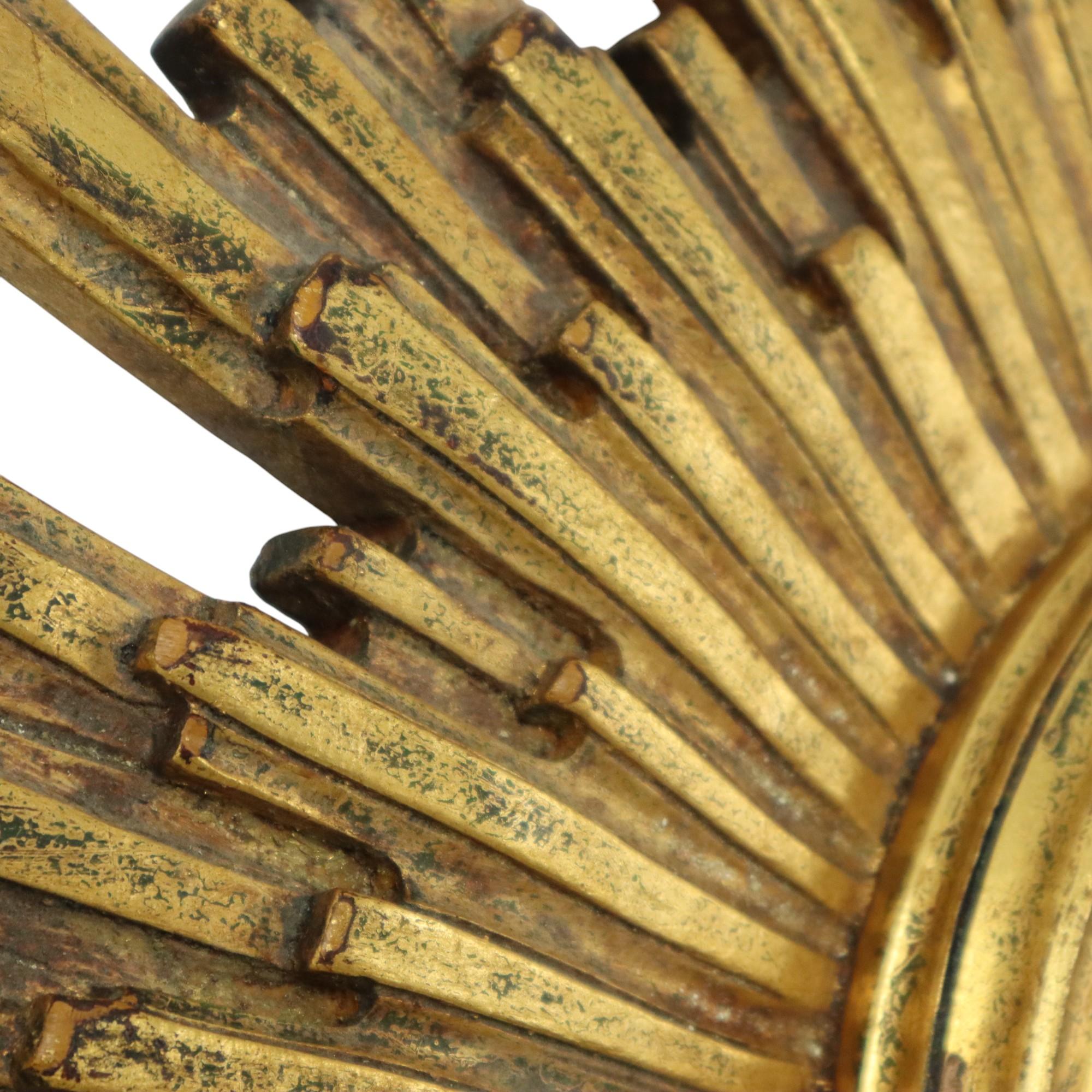 Large Gold Sun Mirror Sunburst Resine Convex 56cm 1