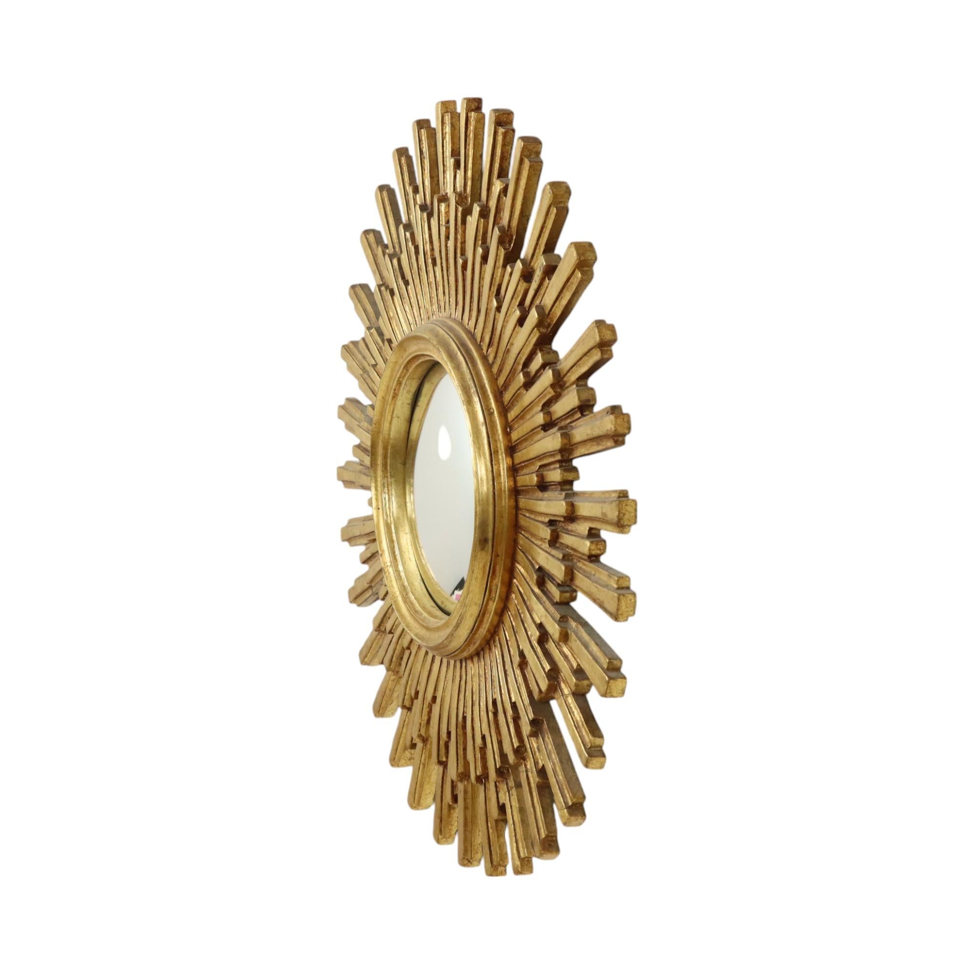 Large Gold Sun Mirror Sunburst Resine Convex Damaged 56cm 2