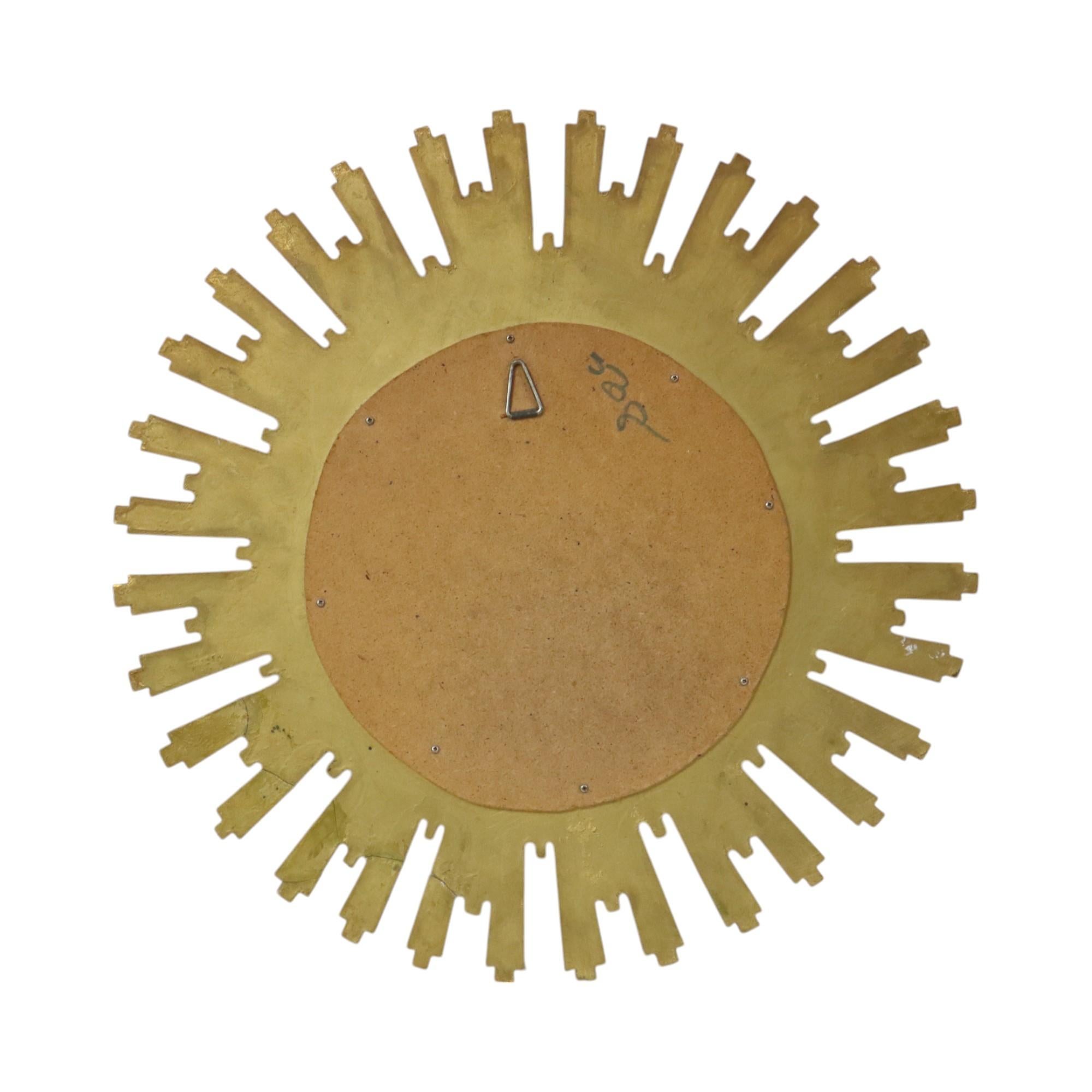 Large Gold Sun Mirror Sunburst Resine Convex Damaged 56cm 4