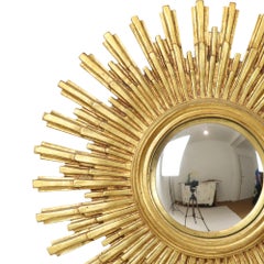 Large Gold Sun Mirror Sunburst Resine Convex Damaged 56cm