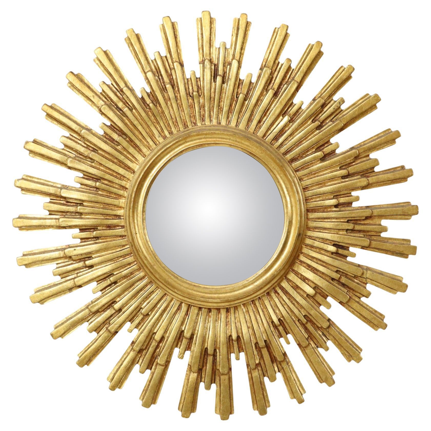 Large Gold Sun Mirror Sunburst Resine Convex Damaged 56cm