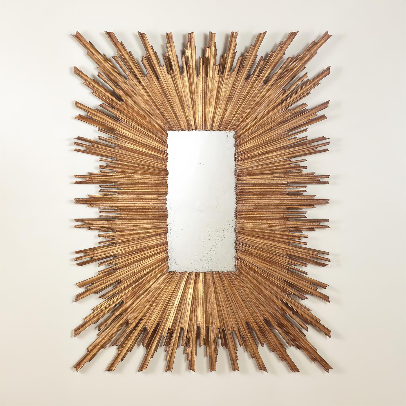 Asian Large Gold Sunburst Mirror For Sale