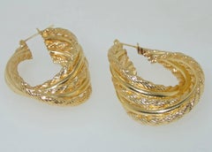 Large Gold Textured Hoops