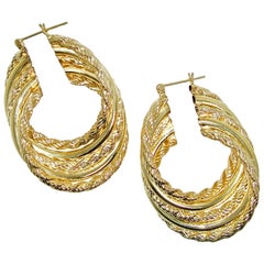 Large Gold Textured Hoops