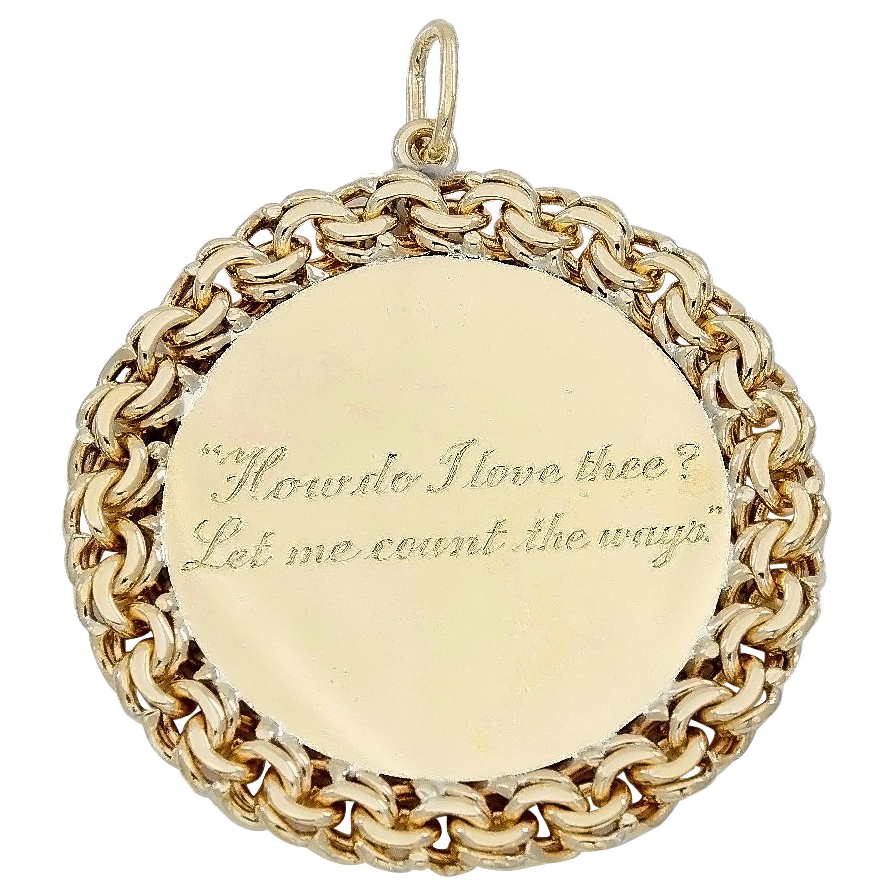Large Gold Tiffany & Co. "How Do I Love Thee" Pendant For Sale