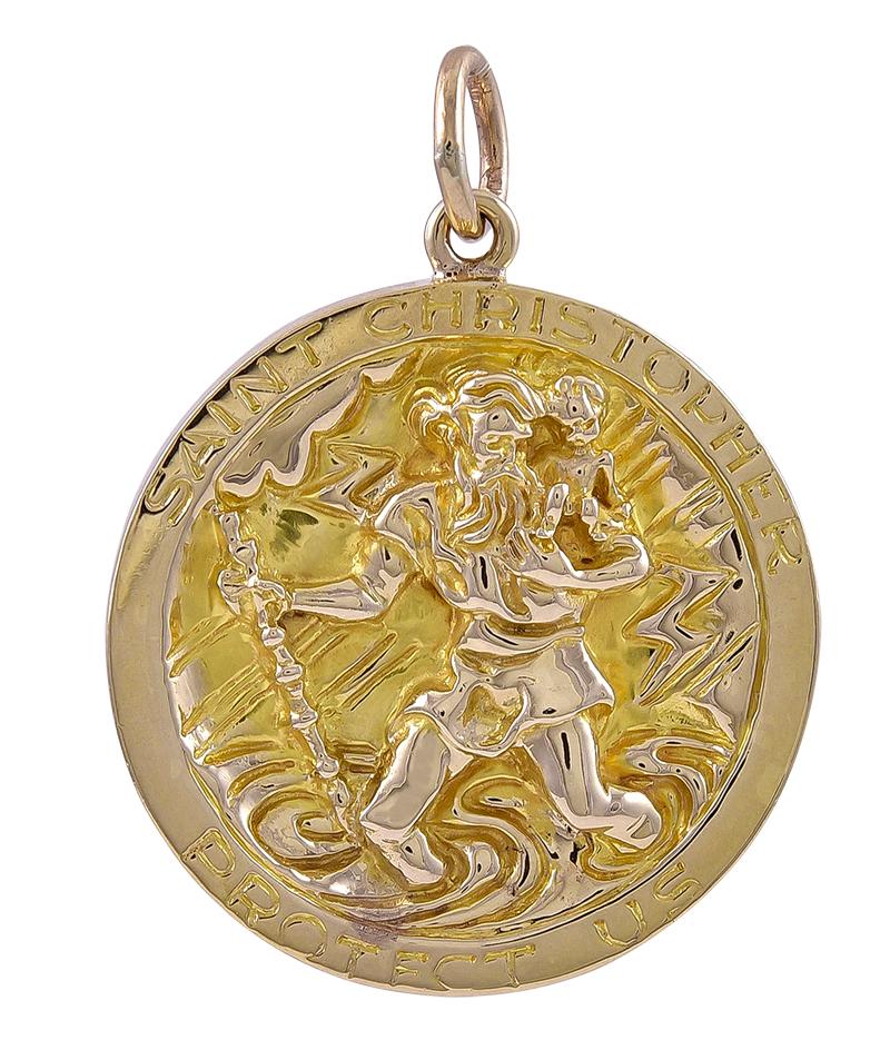 Large Gold Tiffany & Co. St. Christopher's Medala In Excellent Condition In New York, NY