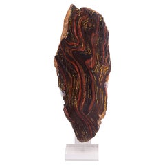 Large Gold Tiger Iron Slab from South Africa Mounted on Custom Acrylic Stand