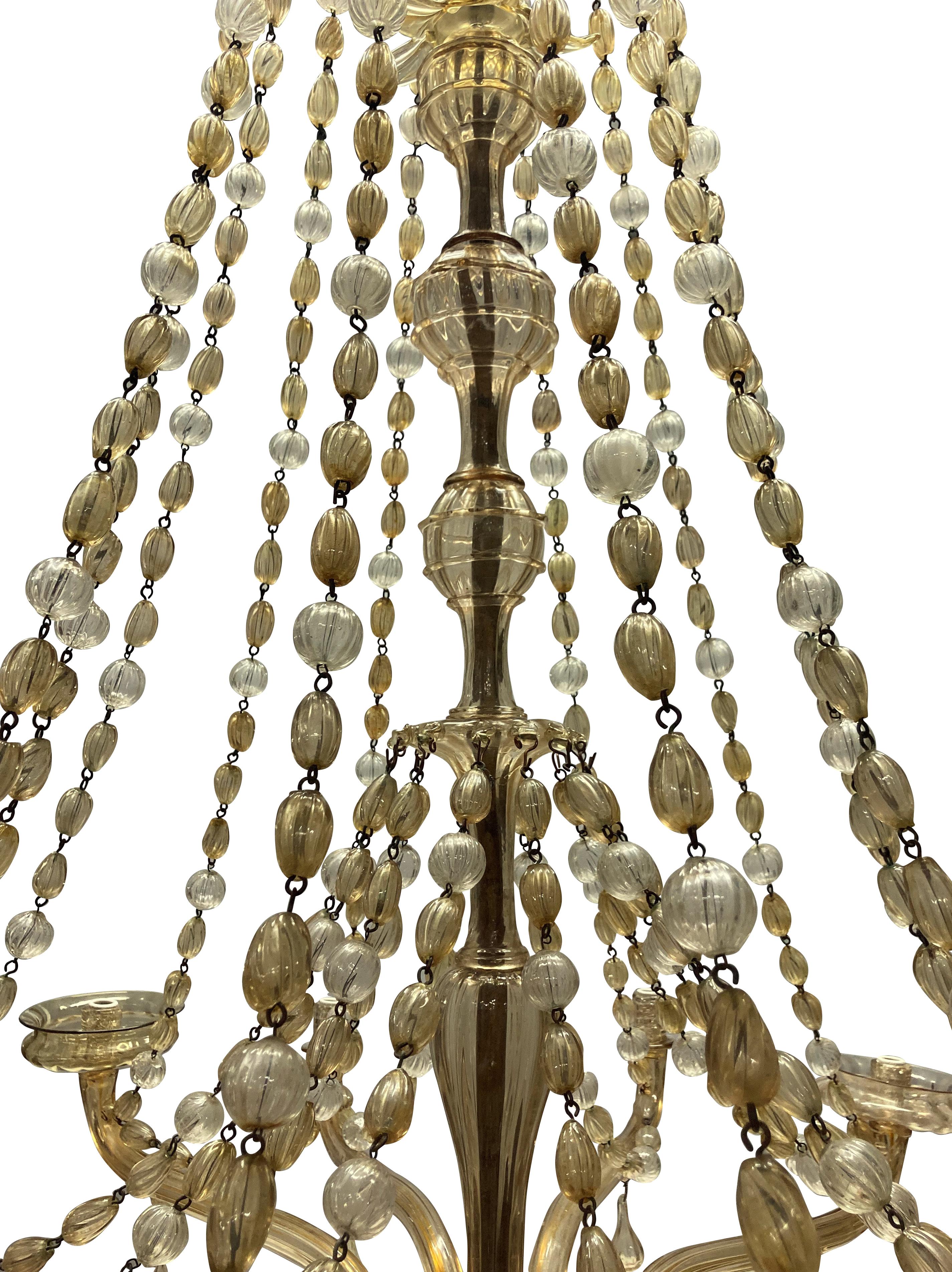Large Gold Tinted Chandelier by Fratelli Toso In Good Condition In London, GB