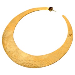Grandes boucles d'oreilles vintage martelées, couleur or