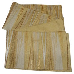 Large Gold Woven Silk and Metallic Threads Obi Textile